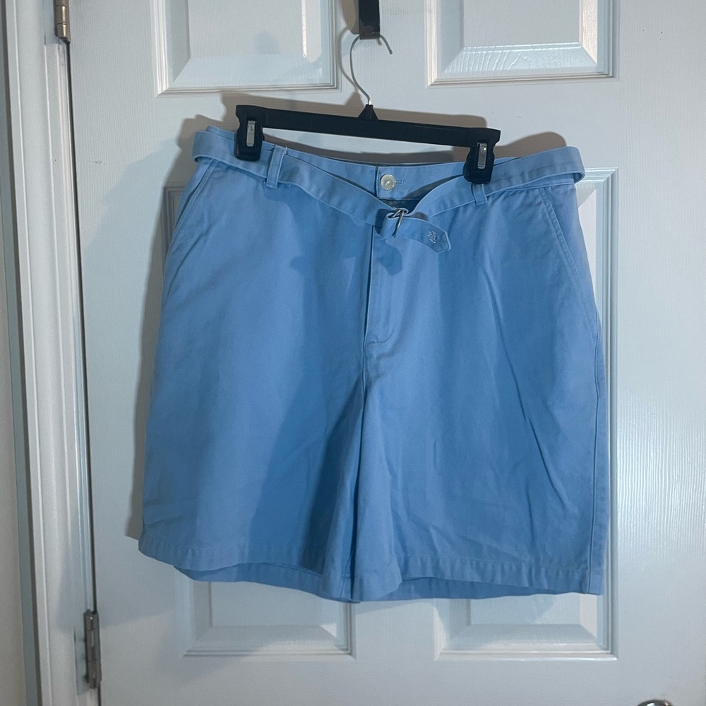Ralph Lauren Light Blue Flat Front Shorts 100% Cotton 14W